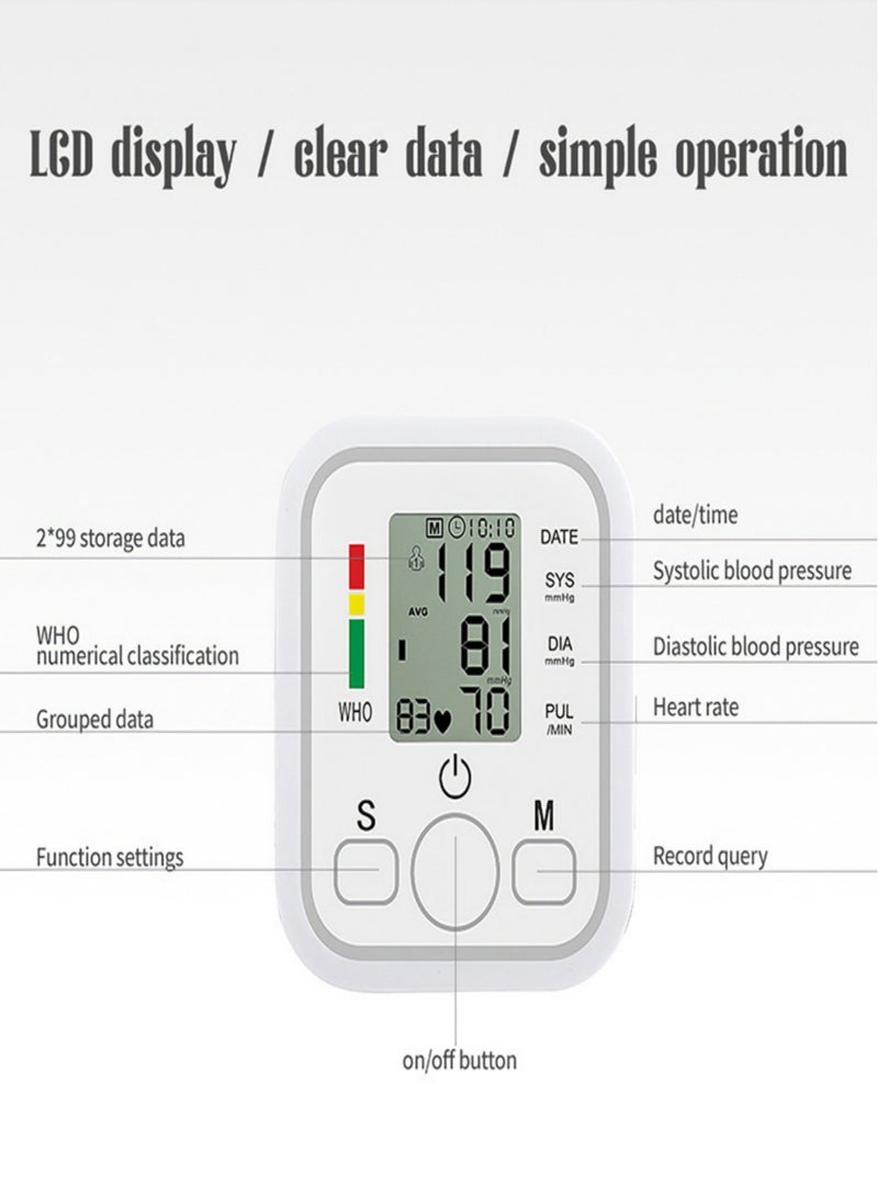 ANRIKKA Digital Blood Pressure Monitor with Thermometer – Portable Arm Cuff for Home Use, 99 Memory Storage, Accurate Heart Rate & Temperature Measurement – Ideal for Elderly & Family Health Monitoring - Image 4