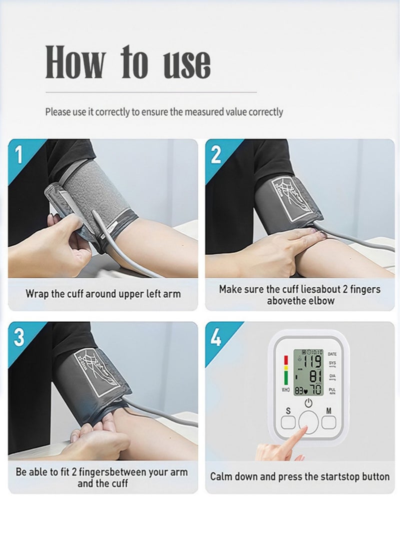 ANRIKKA Digital Blood Pressure Monitor with Thermometer – Portable Arm Cuff for Home Use, 99 Memory Storage, Accurate Heart Rate & Temperature Measurement – Ideal for Elderly & Family Health Monitoring - Image 3