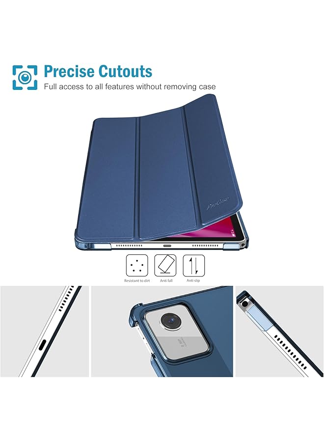 Procases Smart Case For Lenovo Tab M11 11 Inch 2024 Tb330Fu With Pen Holder Slim Stand Tri-Fold Hard Shell Protective Tablet Cover Translucent Back Case Support Auto Wake Sleep -Navy - Image 5