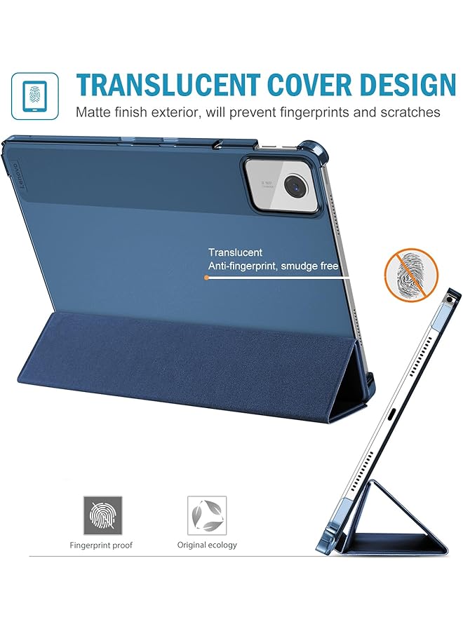 Procases Smart Case For Lenovo Tab M11 11 Inch 2024 Tb330Fu With Pen Holder Slim Stand Tri-Fold Hard Shell Protective Tablet Cover Translucent Back Case Support Auto Wake Sleep -Navy - Image 2