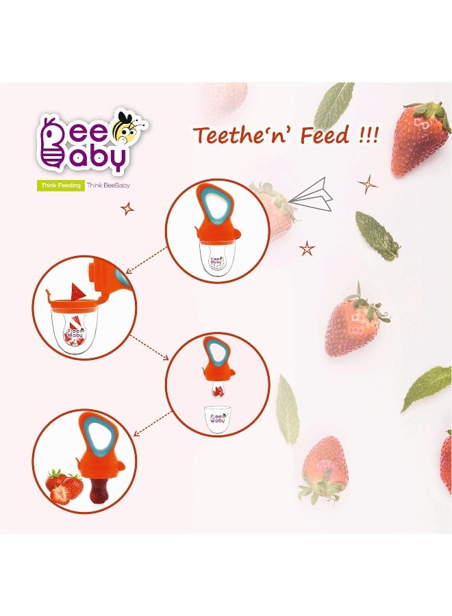 Beebaby Silicone Food and Fruit Nibbler with Extra Silicone Mesh (Fresh - Orange) - Image 4