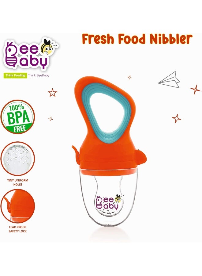 Beebaby Silicone Food and Fruit Nibbler with Extra Silicone Mesh (Fresh - Orange) - Image 3