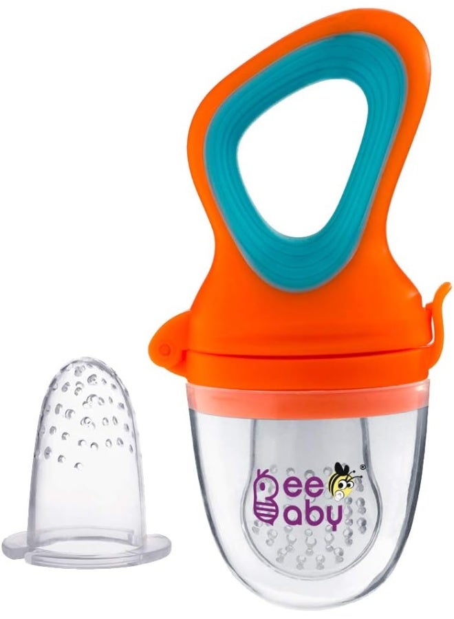 Beebaby Silicone Food and Fruit Nibbler with Extra Silicone Mesh (Fresh - Orange) - Image 1