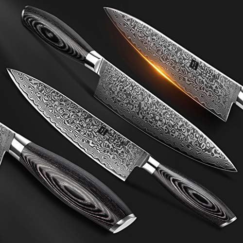 XINZUO 5-Piece Kitchen Knife,Super Sharp Damascus Steel Professional Chef Knife Set with Pakkawood Handle, Gift Box - Image 2
