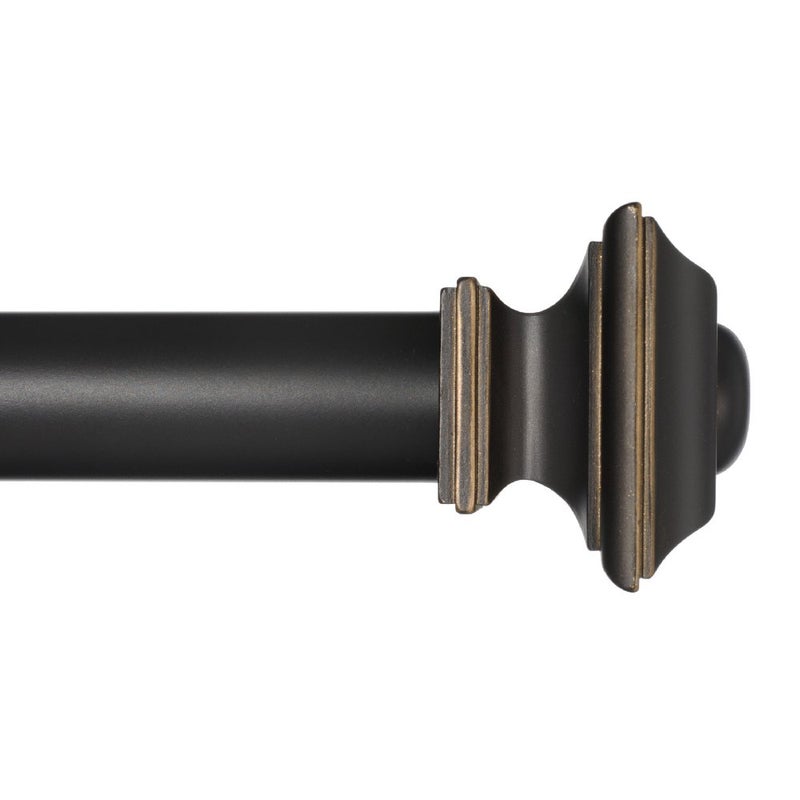 Ivilon Window Treatment Curtain Rod  Square Finials 1 18 in Rod 48 to 86 Inch Antique Black