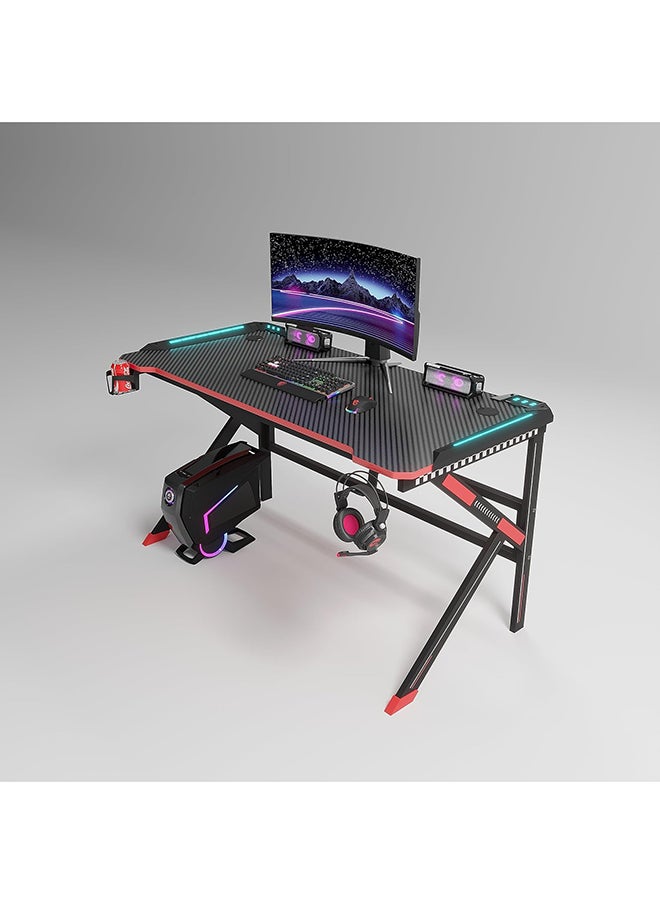 MAF furniture (Maf-K151) Gaming Workstation Professional Rgb Lights In Led With Cup Holder And Headphone Hook'S Account Carbon Fiber Mdf Pvc, Maf Office Computer Desktop Tables, W120Xd60Xh74 Cm 