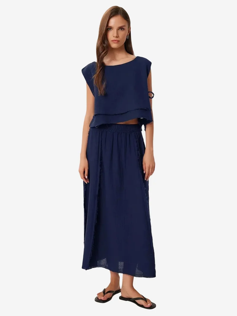 السعادة في إسطنبول ISTANBUL Cotton Sleeveless Blouse and Wide-Leg Skirt Set