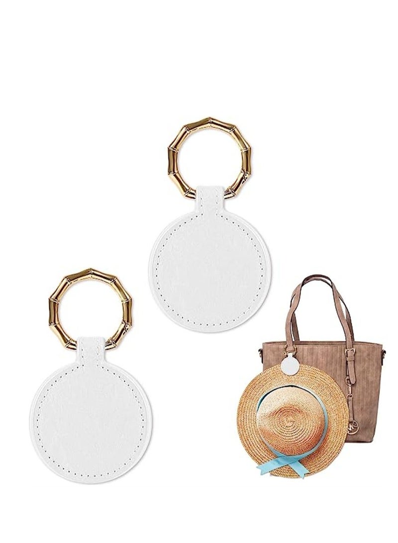 Y&D Travel Magnetic Hat Clip, PU Leather Multifunctional Fashion Clip for Women Men Bag Outdoor Companion, Handbag Backpack Luggage Purse, White, 2 Pcs - Image 1