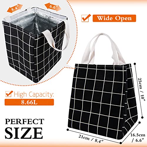 Daixers Lunch Bag Insulated Lunch Box for Women MenReusable Adult Lunch Tote Bags for Work or Travel Black Plaid - Image 3