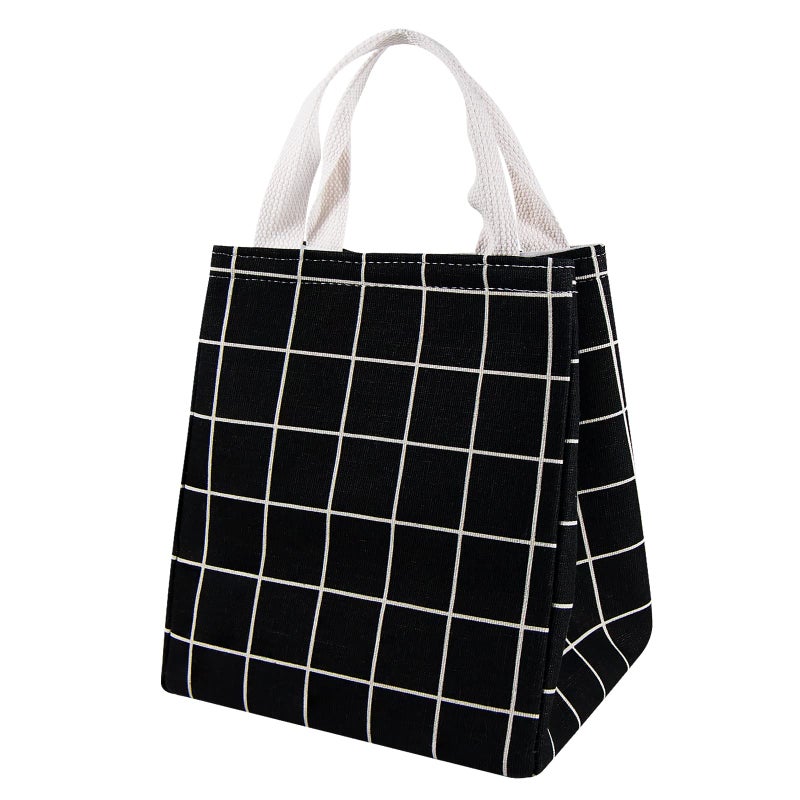 Daixers Lunch Bag Insulated Lunch Box for Women MenReusable Adult Lunch Tote Bags for Work or Travel Black Plaid - Image 2