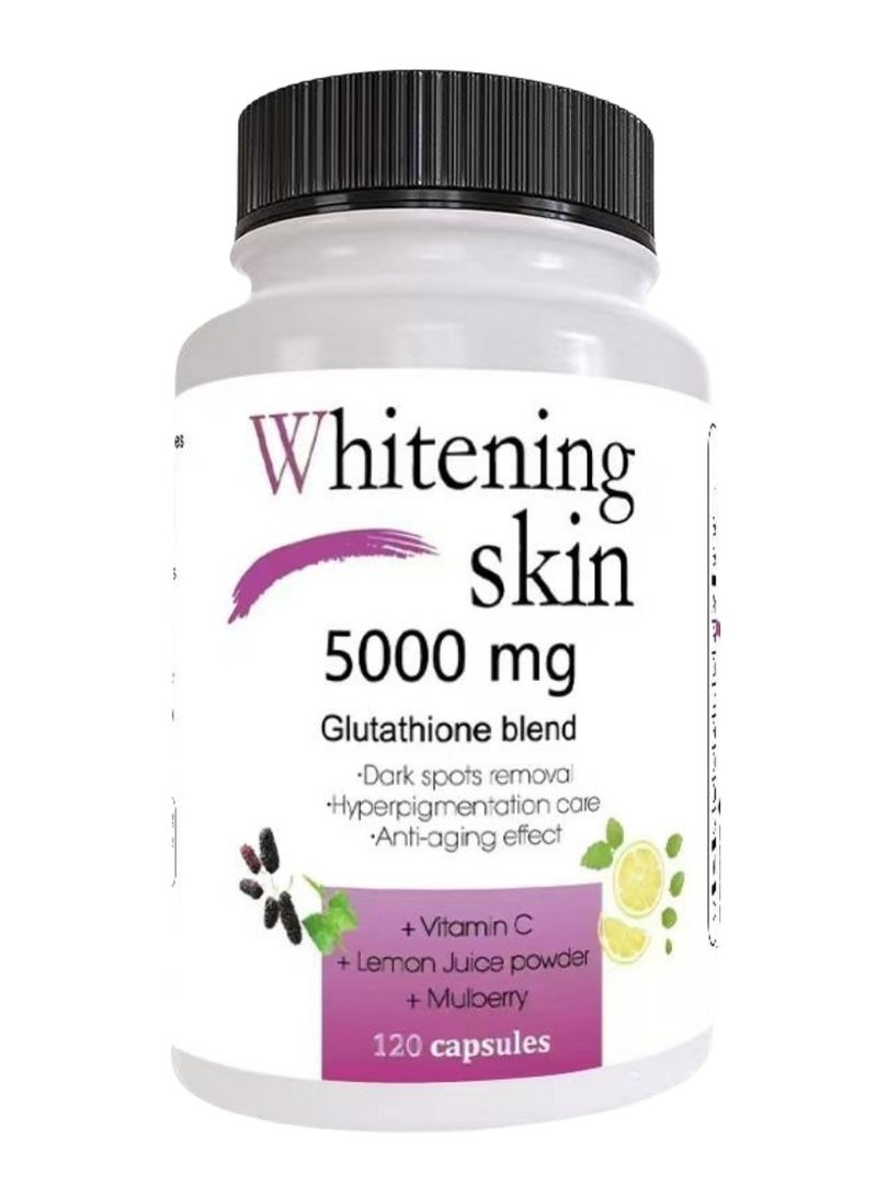 SKIN Glutathione Whitening Pills - Dark Spots & Acne Scar Remover - 5000mg - Vegan Skin Bleaching Pills with Anti-Aging & Antioxidant Effect - 120 Capsules  - Image 5