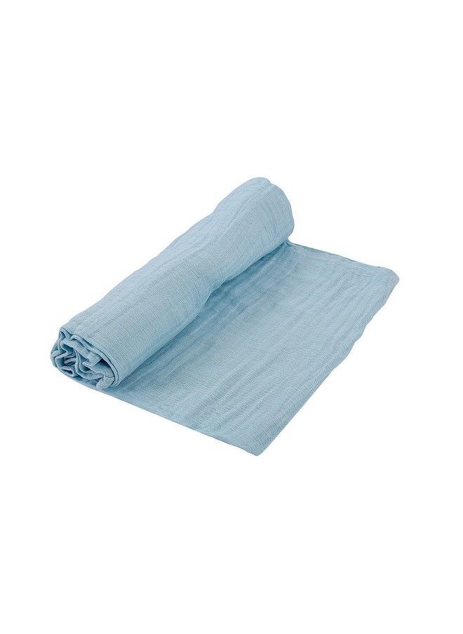 MOM'S HOME - Organic Cotton Super Soft Baby Muslin Cloth Swaddle 0 12 Months Pack Of 3 Stripestar Solid Blue - Image 1
