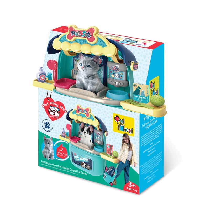 Pet Care Carrier Trolley Toy for Kids – 2-in-1 Pretend Play Set with Accessories – Portable Animal Feeding u0026 Care Kit – Ideal Gift for Ages 3+ - Image 2