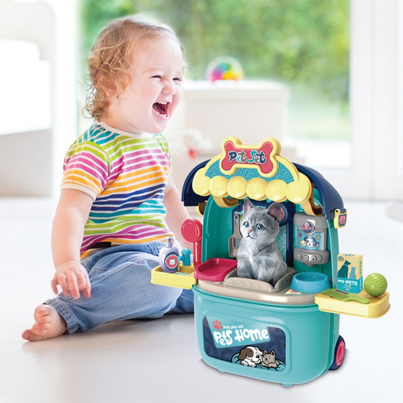 Pet Care Carrier Trolley Toy for Kids – 2-in-1 Pretend Play Set with Accessories – Portable Animal Feeding u0026 Care Kit – Ideal Gift for Ages 3+ - Image 3
