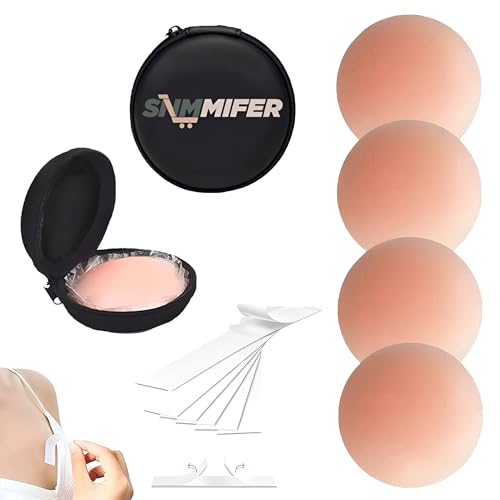 SNMMIFER Silicone Nipple Covers Reusable for Women with Double Sided Tape 36 Pieces, Fashion Clothing Accessory (Nude, Medium, Nipple Cover (2 Pair Combo, 4 Pcs)) - Image 1