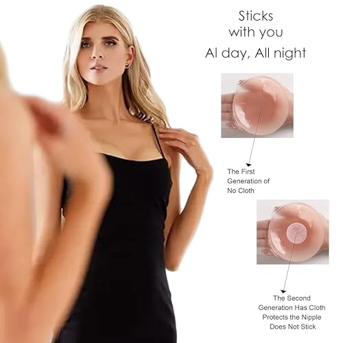 SNMMIFER Silicone Nipple Covers Reusable for Women with Double Sided Tape 36 Pieces, Fashion Clothing Accessory (Nude, Medium, Nipple Cover (2 Pair Combo, 4 Pcs)) - Image 5