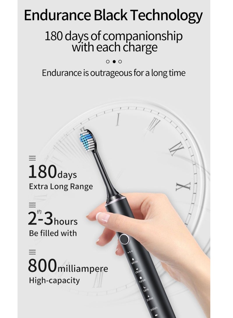 Electric Toothbrush, Sonic Toothbrush with 6 Brush Heads Ultra Sonic Motor 6 Modes, Rechargeable, Electric Toothbrush for Adults and Teenagers - Image 4