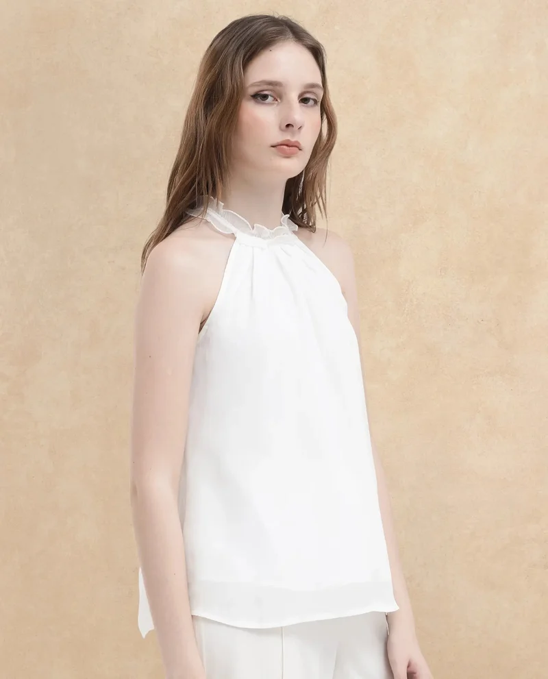 Rareism Women's Halter Neck Solid Top