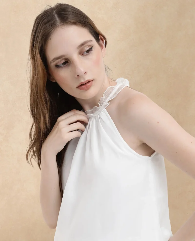 Rareism Women's Halter Neck Solid Top
