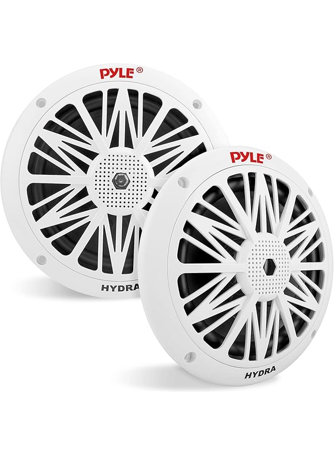 Pyle 6.5 Inch Dual Marine Speakers - 2 Way Waterproof And Weather Resistant Outdoor Audio Stereo Sound System With 200 Watt Power, Poly Carbon Cone And Butyl Rubber Surround - 1 Pair - Plmr62 (White) - Image 1