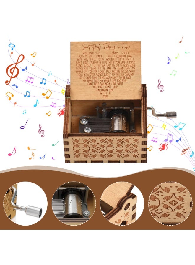 SANMUGEED Can't Help Falling in Love Music Box, Wooden Hand Crank Musical Box, Anniversary Valentines Birthday for Lover, Boyfriend, Girlfriend, Wife, Husband - Image 3