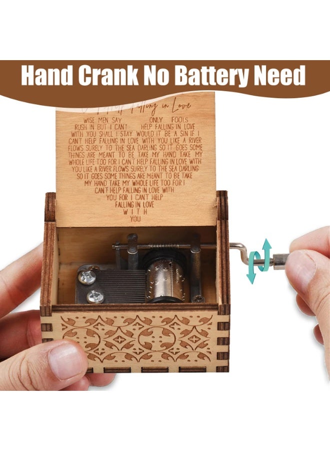 SANMUGEED Can't Help Falling in Love Music Box, Wooden Hand Crank Musical Box, Anniversary Valentines Birthday for Lover, Boyfriend, Girlfriend, Wife, Husband - Image 4