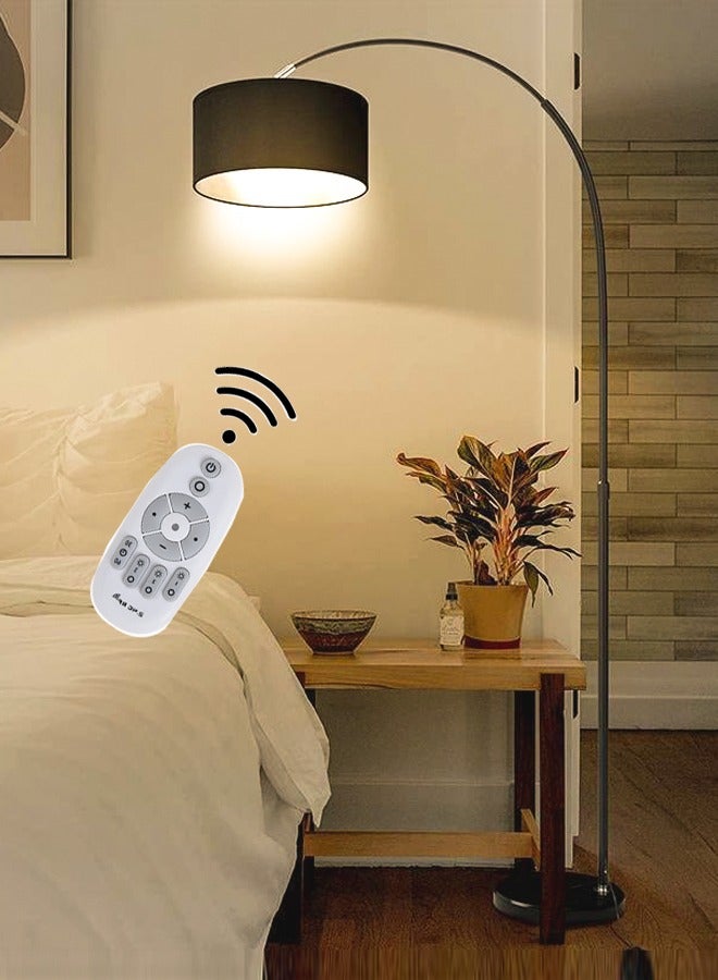 Modern Curved Floor Lamp 3 Levels Remote Control Dimmable Adjustable Height Marble  Base with warm light Bedroom Living Room Office Standard Lamp 12W 185 x38 cm Marble Black - Image 1