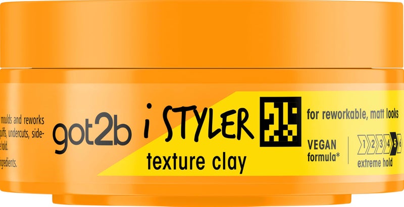 Got2B iStyler, Long Lasting Hold, No White Residue, Silicone Free, Texture Matt Finish Hair Clay, 75 ml