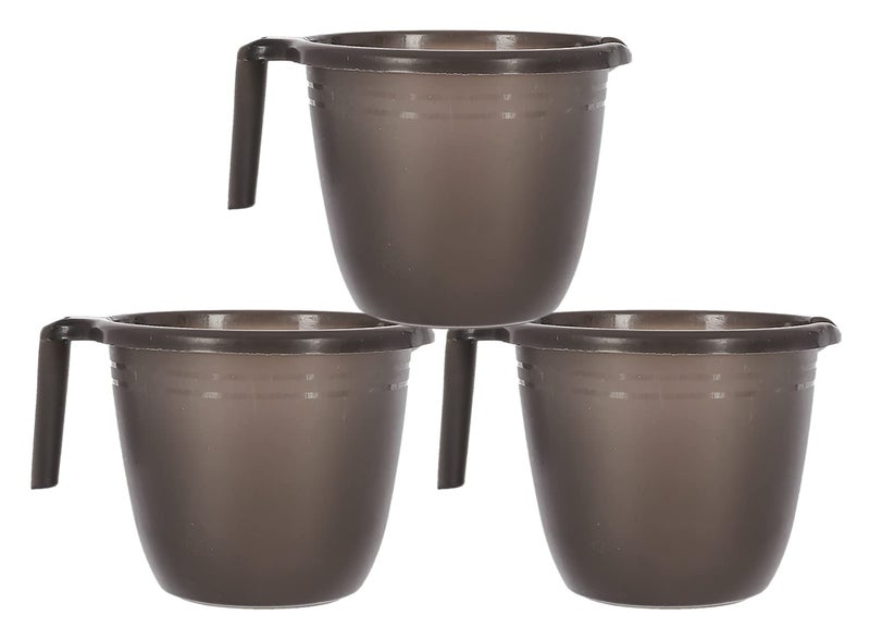 Kuber Industries Multiuses Lightweight, Unbreakable Plastic Bathroom Mug 1 litre Pack of 2 (Black & Sky Blue)-46KM0222, Standard - Image 1