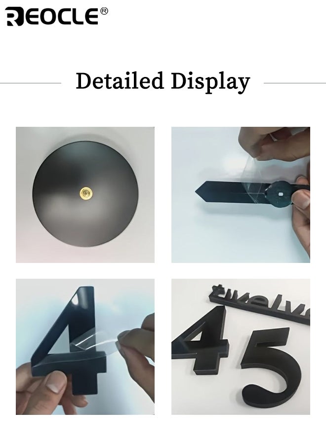 REOCLE Luminous 3D Wall Clock with Silent Mechanism Sticker Mixed Numbers Glow in The Dark Battery-powered Clock Suitable for Home Living Room Bedroom Decoration 19.7''*19.7'' - Image 4