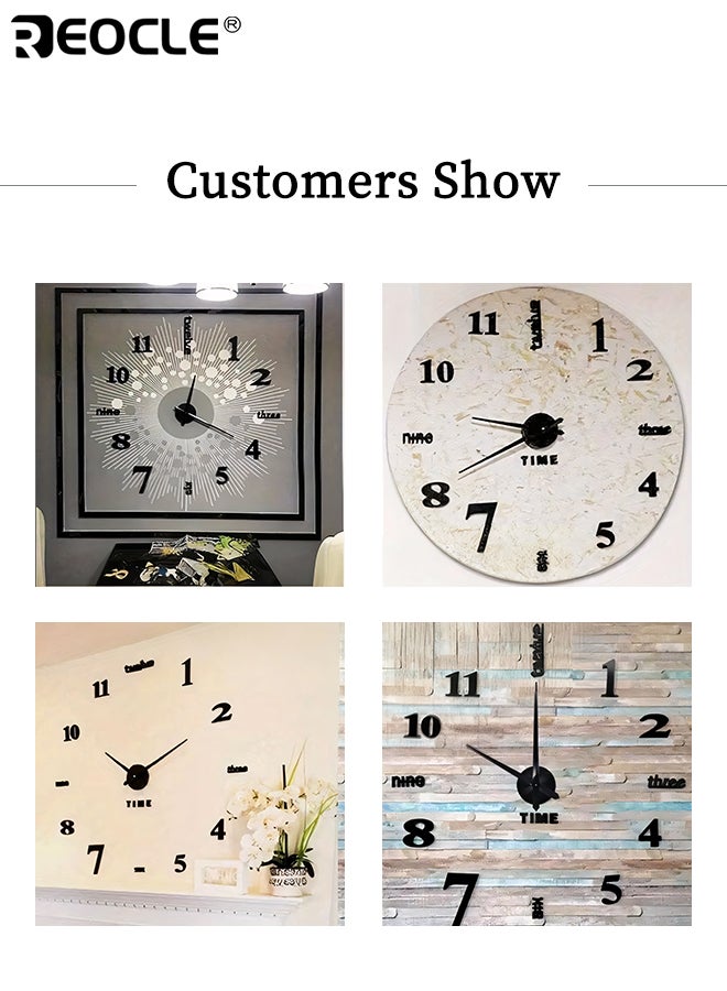 REOCLE Luminous 3D Wall Clock with Silent Mechanism Sticker Mixed Numbers Glow in The Dark Battery-powered Clock Suitable for Home Living Room Bedroom Decoration 19.7''*19.7'' - Image 5