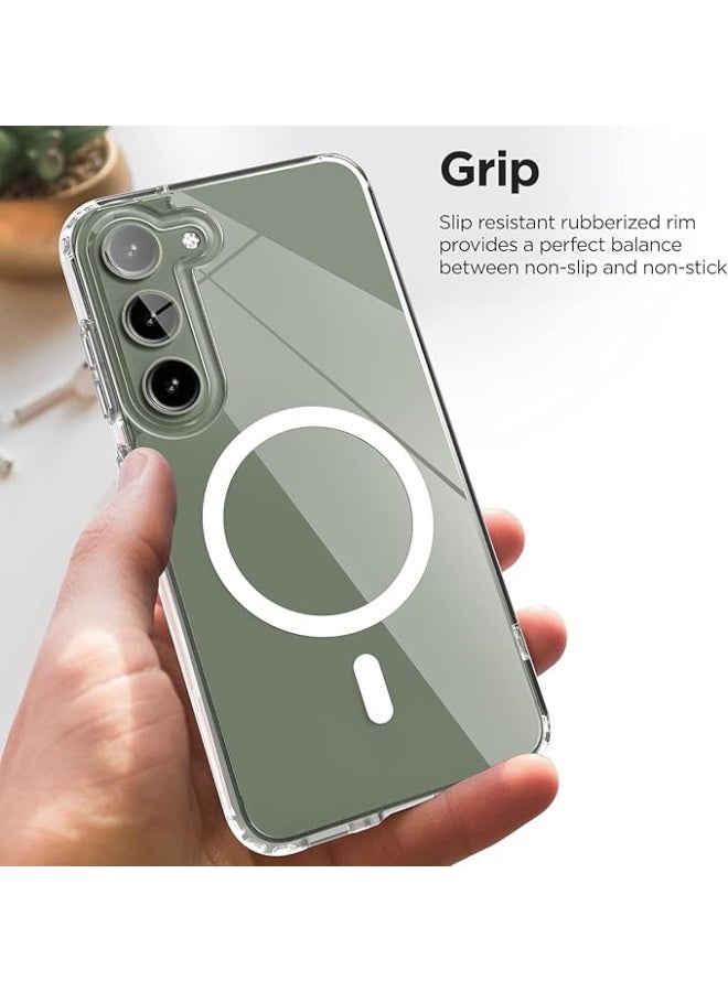 glassology غطاء مغناطيسي شفاف لجهاز سامسونج جالكسي S24 بلس، متوافق مع ماج سيف، غلاف خلفي صلب شفاف، إطار سيليكون مضاد للصدمات، غلاف شفاف نحيف - Image 2