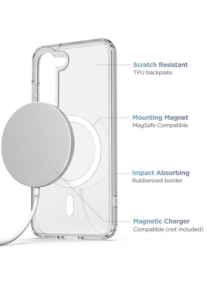glassology غطاء مغناطيسي شفاف لجهاز سامسونج جالكسي S24 بلس، متوافق مع ماج سيف، غلاف خلفي صلب شفاف، إطار سيليكون مضاد للصدمات، غلاف شفاف نحيف - Image 4