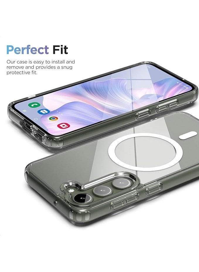 glassology غطاء مغناطيسي شفاف لجهاز سامسونج جالكسي S24 بلس، متوافق مع ماج سيف، غلاف خلفي صلب شفاف، إطار سيليكون مضاد للصدمات، غلاف شفاف نحيف - Image 3