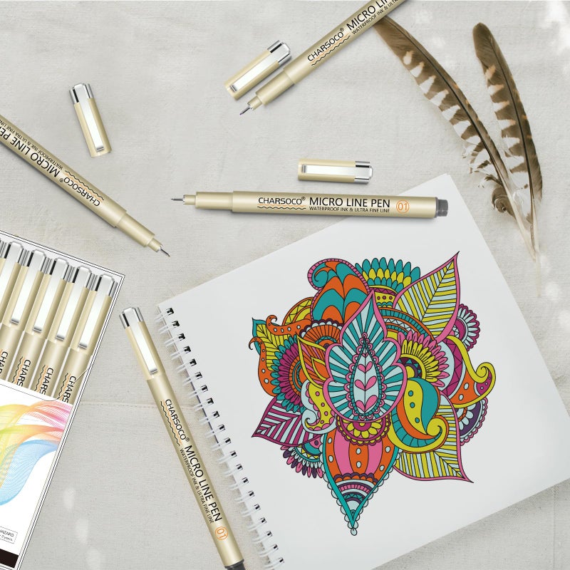 CHARSOCO 01 Micro Pen, Fine Point Pen with 12 Colors, Waterproof Archival Ink, 0.25mm Fineliner Ink Pens for Artist Illustration, Sketching, Anime, Manga, Technical Drawing and Scrapbooking - Image 4