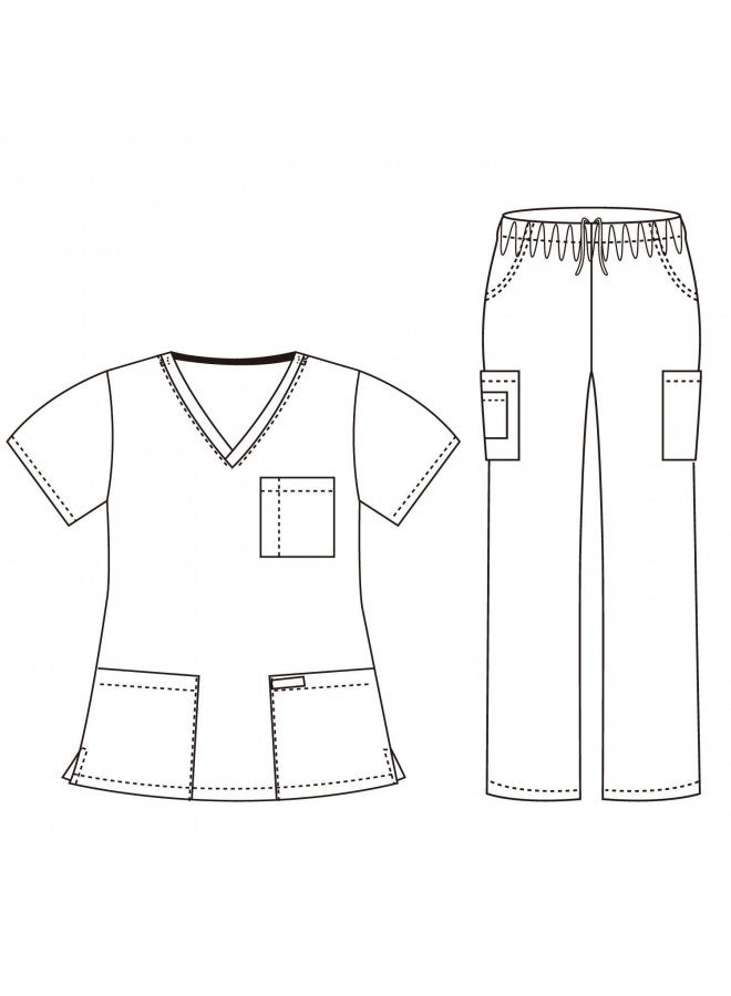 Dagacci Medical Uniform Dagacci Medical Uniform Womens and Mens Scrub Set Unisex Medical Scrub Shirt Top and Pant, White, Medium, Short Sleeve