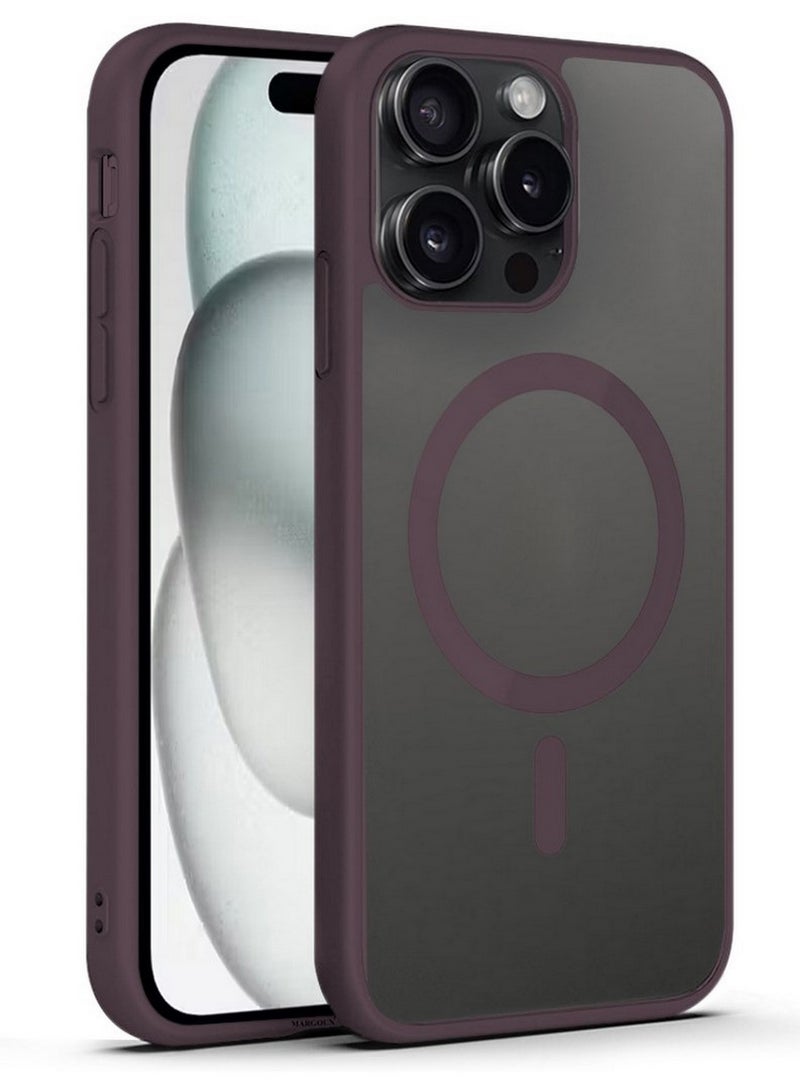 CATANES Magnetic Slim Protective Case for iPhone 15 Pro Max - with Wireless Charging Support - Marlot - Image 4