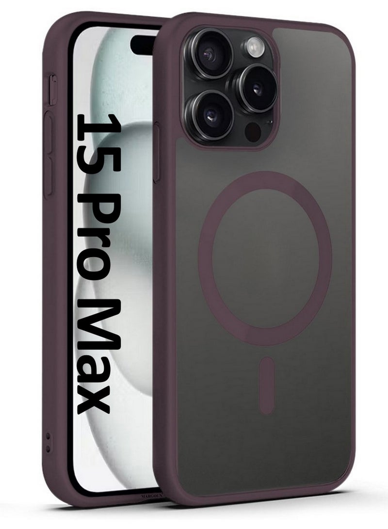 CATANES Magnetic Slim Protective Case for iPhone 15 Pro Max - with Wireless Charging Support - Marlot - Image 1