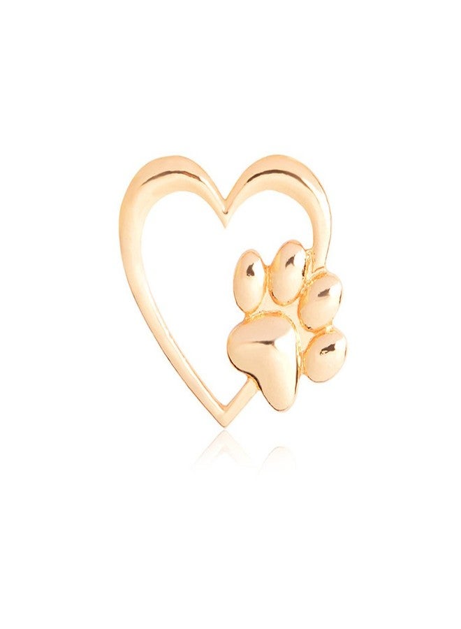 WLL Lovely Hollow Love Heart with Tiny Pet Pawprint Brooch Charm Cat Dog Footprint Lapel Pin (gold-tone) - Image 1