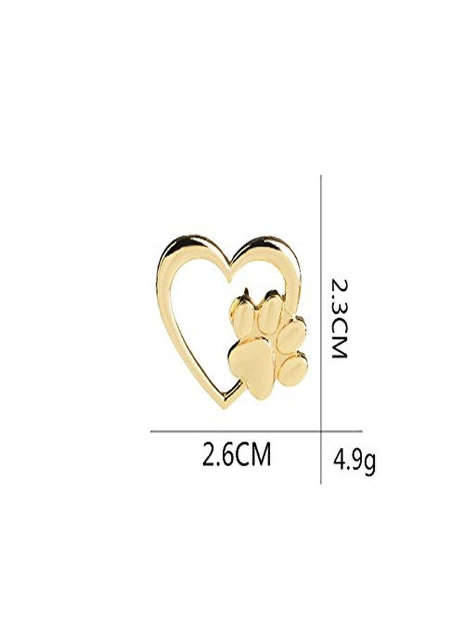WLL Lovely Hollow Love Heart with Tiny Pet Pawprint Brooch Charm Cat Dog Footprint Lapel Pin (gold-tone) - Image 5