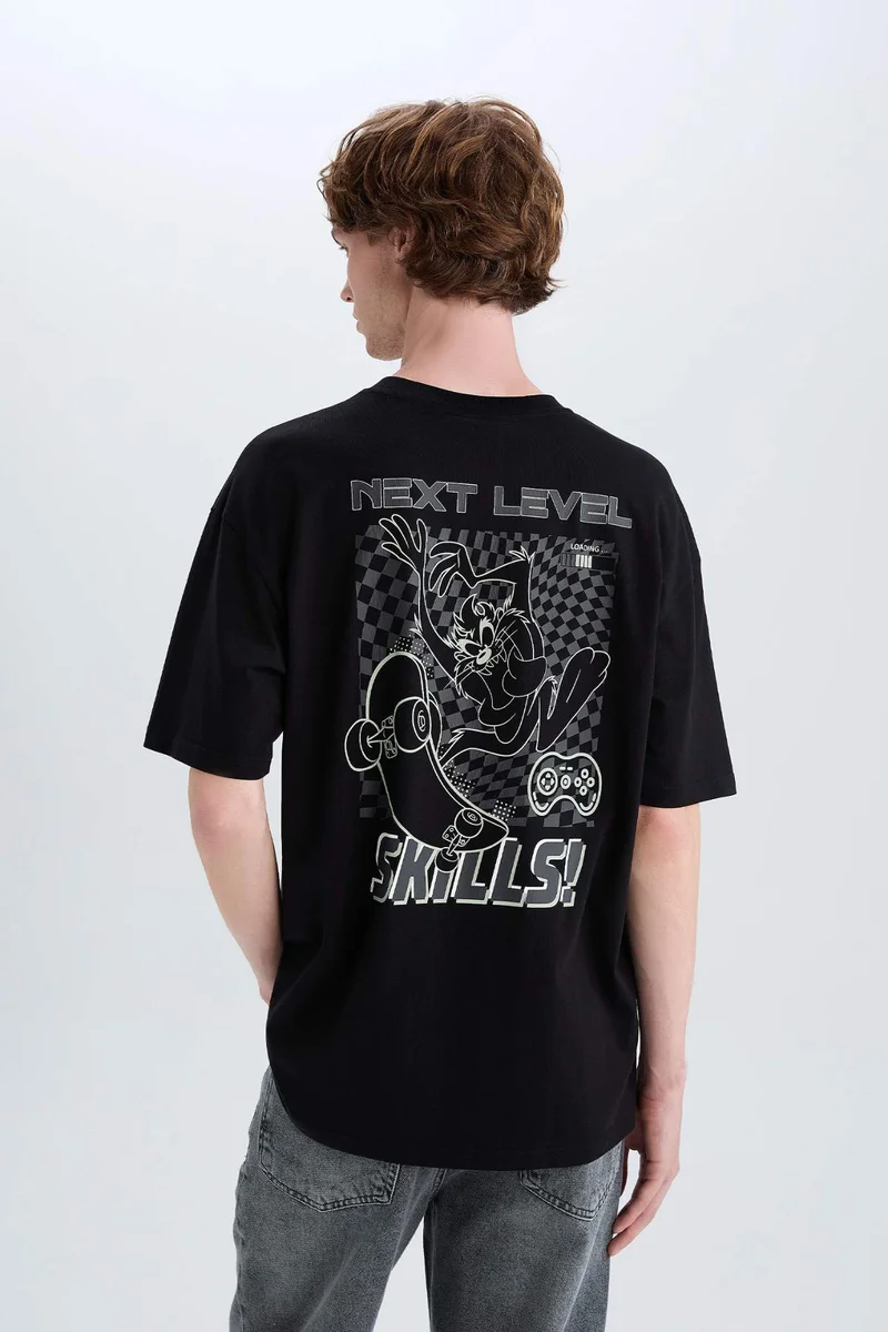 ديفاكتو Looney Tunes Boxy Fit Back Printed Cotton T-Shirt
