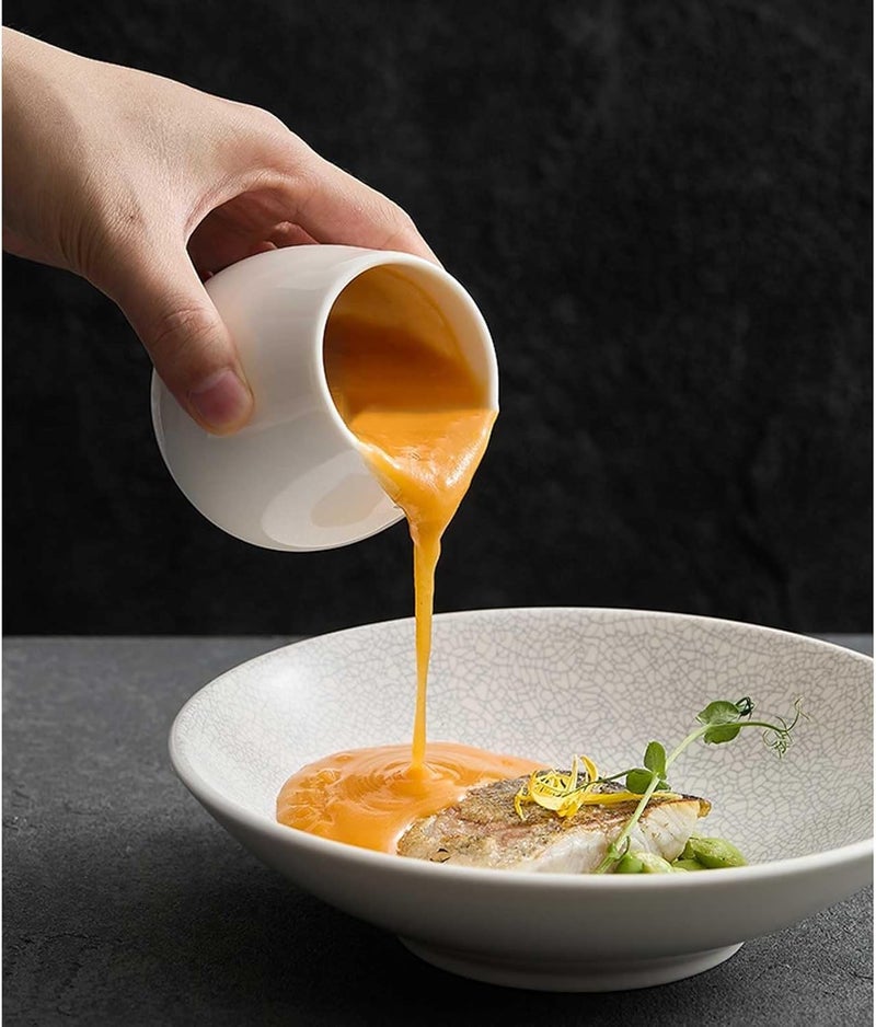 Gravy Boat 70/150/350ML Ceramic Milk Jar Western Steak Sauce Cup Mini Milk Jug with Mouth Cup Gravy Jug(Small) - Image 5