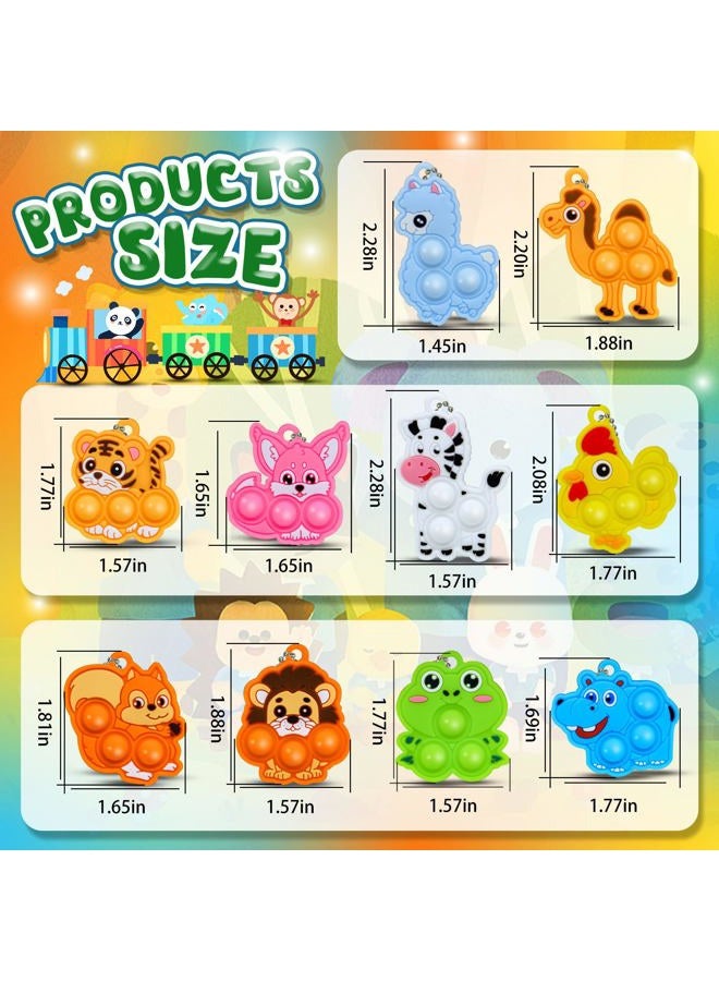 BicMan 30pcs Animal Mini Pop Keychain, Party Favors, Treasure Box Toys for Classroom, Goodie Bag Stuffers for Kids, Prize Box Toys for Kids Classroom, Pop its Fidget Toys Bulk, Pinata Fillers, Carnival Prize - Image 3