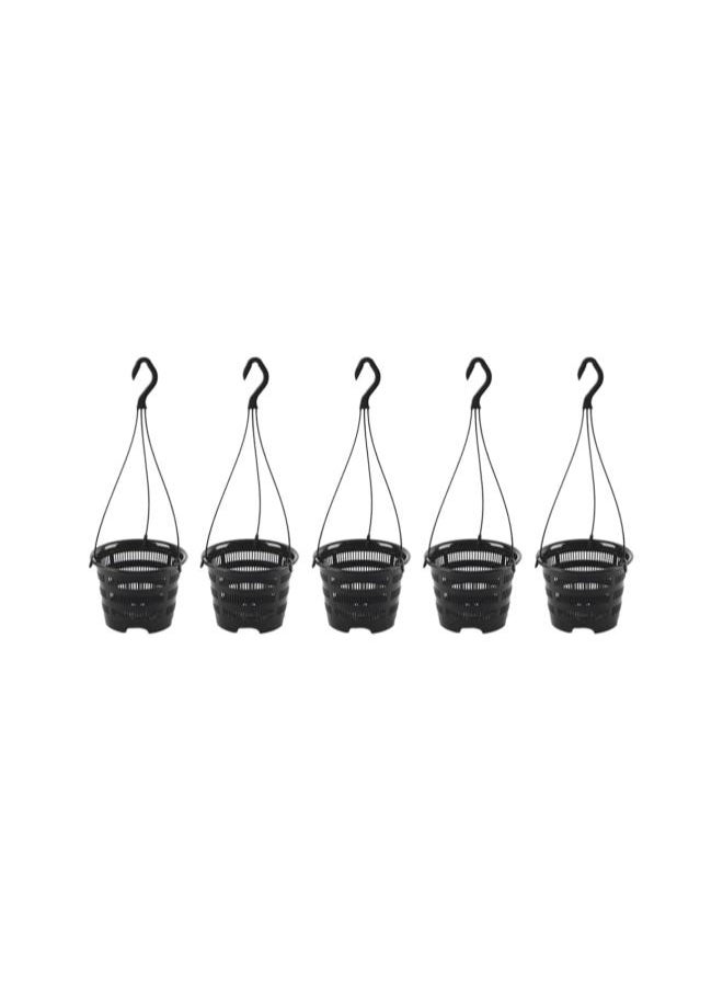 silvercnc - silvercnc Hanging Flower Pots，5 Sets of Plastic Hanging Orchid Pot Breathable Mesh Net Pot Orchid Hanging Basket with Hook Root for Orchids Flower Houseplant Pots for Outdoor Indoor Balcony Patio - Image 1