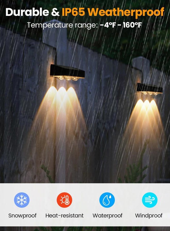WANJOTEC Solar Fence Lights Outdoor, 2025 Upgraded Solar Fence Lights Have 3 x 70 Lumen Reflector Lenses and 12 RGB Patterns, IP65 Waterproof Auto On/Off for Backyard, Deck, Steps, Fence (8 Pack) - Image 4