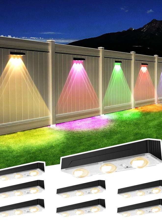 WANJOTEC Solar Fence Lights Outdoor, 2025 Upgraded Solar Fence Lights Have 3 x 70 Lumen Reflector Lenses and 12 RGB Patterns, IP65 Waterproof Auto On/Off for Backyard, Deck, Steps, Fence (8 Pack) - Image 1