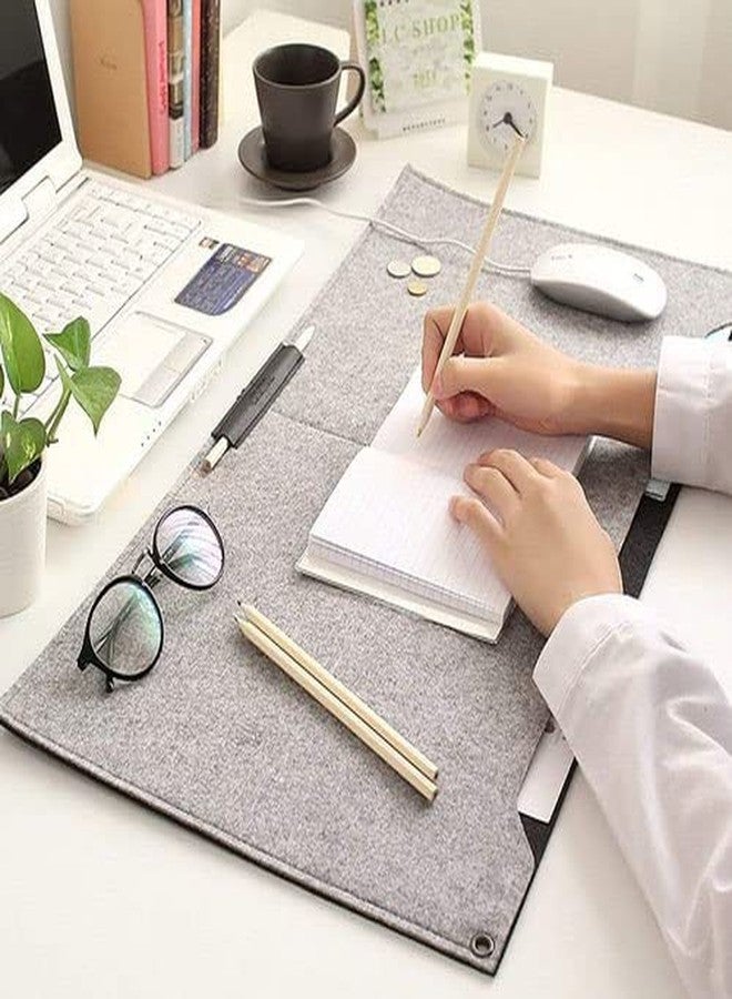 Handcuffs Mouse Pad Laptop Desk Mat Extended Desktop Keyboard Pads Anti-Slip Desk Mats with 2 Pockets for Work from Home Office & Gaming (Grey) - Image 3