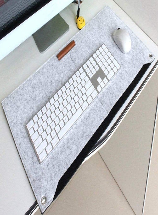 Handcuffs Mouse Pad Laptop Desk Mat Extended Desktop Keyboard Pads Anti-Slip Desk Mats with 2 Pockets for Work from Home Office & Gaming (Grey) - Image 1
