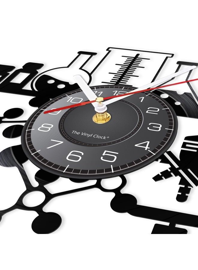 Timethink 12 Inch Chemical Wall Clock, Silent Quartz Non Ticking Battery Operated Modern Decorative Chemistry Analog Black Vinyl Record Wall Clock Watch for Laboratory Science Classroom School Decor - Image 4