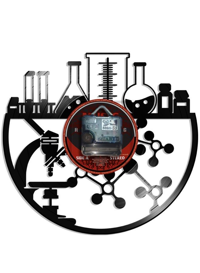 Timethink 12 Inch Chemical Wall Clock, Silent Quartz Non Ticking Battery Operated Modern Decorative Chemistry Analog Black Vinyl Record Wall Clock Watch for Laboratory Science Classroom School Decor - Image 5